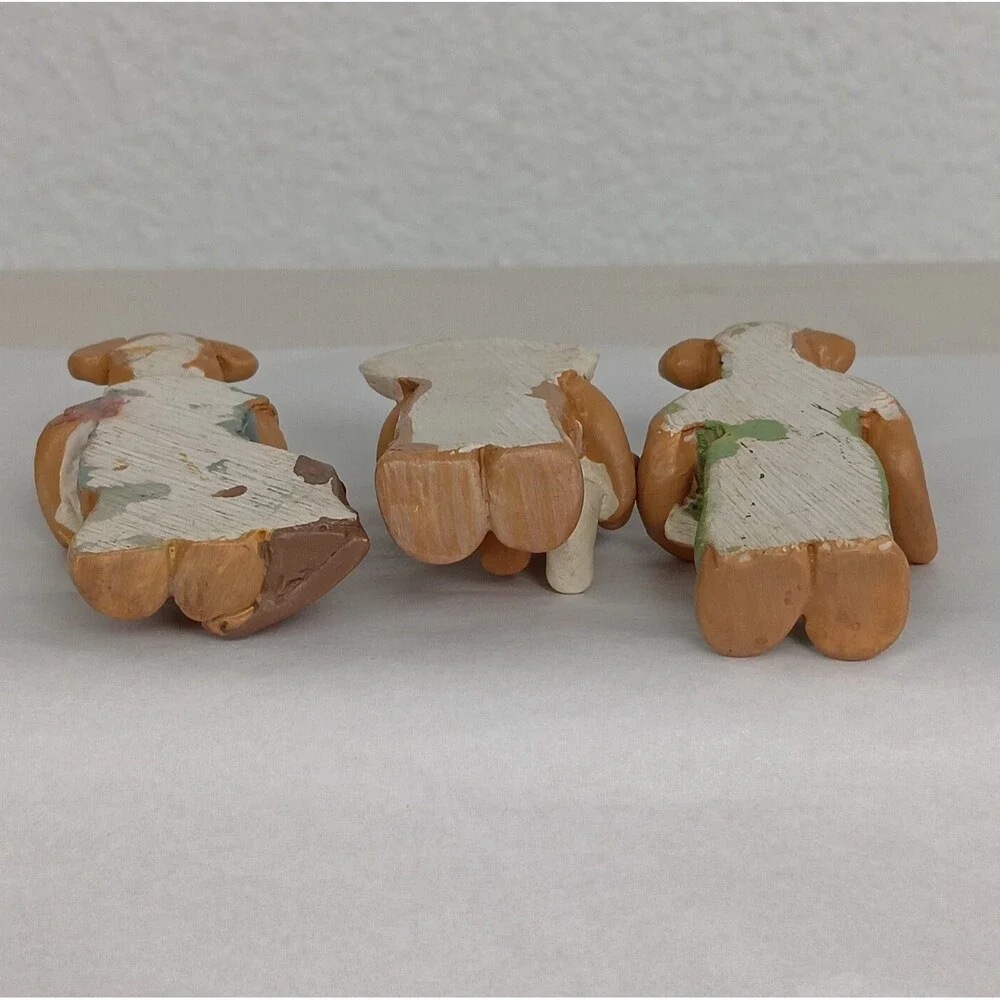 Hand Made Collectible Resin Teddy Bear Dimensional  Brooch Lot Of 3 Vintage 80s